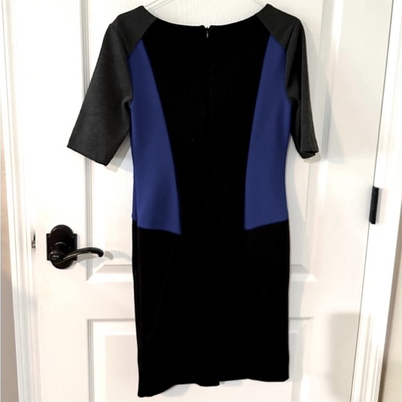 Dana Buchman Two Tone Blue Black Bodycon Sheath Dress - Picture 2 of 4